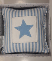 Samaco Trading Blue and White Striped Star 6" x 6" Baby Pillow