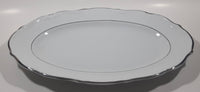 Vintage Walbrzych Silver Trimmed Embossed White Platter China Dish 8 1/2" x 13" Made in Poland