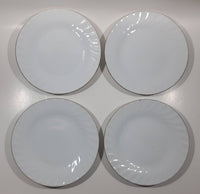 Set of 4 White with Gold Trim 7" Diameter China Side Plate Dishes Made in China