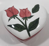 Harry And David Heart Shaped Rose Themed Pink and White Ceramic Trinket Box