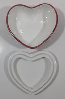 Harry And David Heart Shaped Rose Themed Pink and White Ceramic Trinket Box