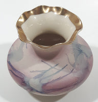 Cherish Porcelain Pink, Purple Swirl Gold Trimmed 3" Tall Vase Handcrafted in Canada