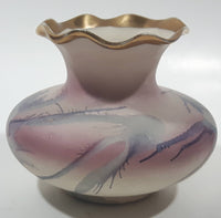 Cherish Porcelain Pink, Purple Swirl Gold Trimmed 3" Tall Vase Handcrafted in Canada