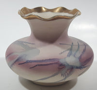 Cherish Porcelain Pink, Purple Swirl Gold Trimmed 3" Tall Vase Handcrafted in Canada