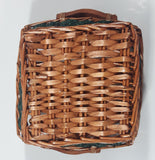 Brown and Green Woven Wicker Basket with Handles 8" x 8"