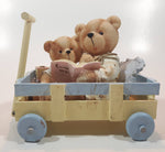 Casa Elite Gift Collection Resin Teddy Bears in Wood Wagon 6 1/4" Long