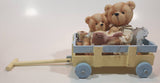 Casa Elite Gift Collection Resin Teddy Bears in Wood Wagon 6 1/4" Long