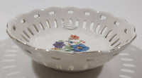 Vintage Occupied Japan Hand Painted Flowers 5" Diameter Perforated Bowl Dish