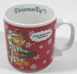 1978 Enesco Jim Davis Garfield Christmas Tip No. 1 "Leave Something For Santa" 3 1/2" Tall Ceramic Coffee Mug Cup