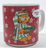 1978 Enesco Jim Davis Garfield Christmas Tip No. 1 "Leave Something For Santa" 3 1/2" Tall Ceramic Coffee Mug Cup