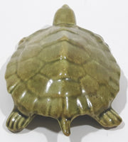 Green Turtle Pottery Figurine Ornament 3 1/2" Long