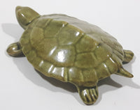 Green Turtle Pottery Figurine Ornament 3 1/2" Long