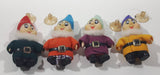 Vintage Disney Snow White and The Seven Dwarfs Suction Cup Window Hanger 4" Tall Stuffed Plush Figures Set of 4