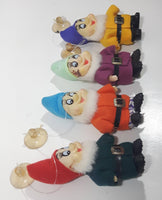 Vintage Disney Snow White and The Seven Dwarfs Suction Cup Window Hanger 4" Tall Stuffed Plush Figures Set of 4