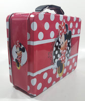 2013 Tin Box Co. Disney Minnie Mouse Pink and White Polka Dot Embossed Tin Metal Lunch Box