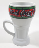 Mann Made Mugs Exclusive Coca Cola White Stained Glass Pattern 5 1/2" Tall Ceramic Mug Cup