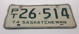 Vintage 1974 Saskatchewan Green Lettering White TAXI Vehicle License Plate Metal Tag PT 26 514