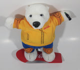 Very Hard To Find Coca Cola Polar Bear Snowboarder 8" Tall Toy Stuffed Animal Plush Mascot Character