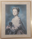 Vintage George Knapton (1698-1778) Framed Pastel Portrait Print of Charlotte Boyle (Devonshire Collection) 14" x 17"