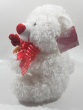 White Teddy Bear Holding Rose in a Flower Pot 11" Tall Toy Stuffed Animal Plush