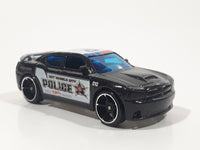 2010 Hot Wheels HW City Works Dodge Charger SRT8 Metalflake Black Police Cop Cruiser Die Cast Toy Car Emergency Rescue Vehicle