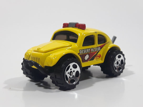 2001 Matchbox San Blasters Volkswagen Beetle 4x4 Yellow Die Cast Toy Car Vehicle with Opening Hood