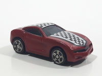 Mega Bloks Streetz Dark Red with Black and White Checkers Miniature Plastic Die Cast Toy Car Vehicle