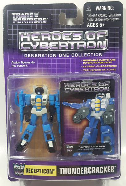 2001 Hasbro Transformers Heroes Of Cybertron Generation One Collection Thundercracker Decepticon Warrior 3" Tall Toy Action Figure and Card New in Package