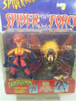 1997 Grand Toys Toy Biz Marvel Comics Spider-Man Spider Force With Transforming Insect Armor You Turn Wasp Into A Super Stinger Wasp 4 1/2" and 5 1/4 Tall Toy Action Figure New in Package