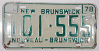 1978 New Brunswick Nouveau-Brunswick White with Green Letters Vehicle License Plate 101 555