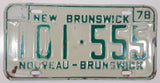 1978 New Brunswick Nouveau-Brunswick White with Green Letters Vehicle License Plate 101 555