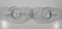 Vintage Clear and Alternating Textured Glass Creamer and Sugar Bowl 3 1/4" Tall