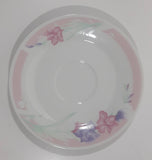 White with Light Blue and Pink Flower Themed Fine China Tea Cup and Saucer Set