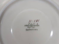 Czechoslovakia Cream with Pink Tulip Flower Themed Silver Trim Fine China Tea Cup and Saucer Set