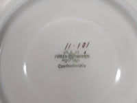 Czechoslovakia Cream with Pink Tulip Flower Themed Silver Trim Fine China Tea Cup and Saucer Set