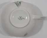 Czechoslovakia Cream with Pink Tulip Flower Themed Silver Trim Fine China Tea Cup and Saucer Set