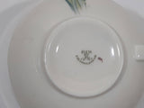 Czechoslovakia Cream with Pink Tulip Flower Themed Silver Trim Fine China Tea Cup and Saucer Set