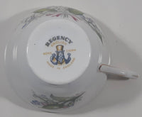 Regency English White with Blue and White Lily of The Valley Flowers Themed Hope. B.C. British Columbia Gold Trim Fine Bone China Tea Cup and Saucer Set