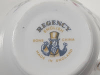 Regency English White with Blue and White Lily of The Valley Flowers Themed Hope. B.C. British Columbia Gold Trim Fine Bone China Tea Cup and Saucer Set