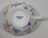 Modern House Butterfly Themed White Fine China Tea Cup and Saucer Set