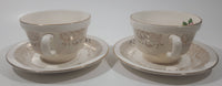 Vintage Georgian China Tudor Rose Pink Flower Cream Gold Trim Fine China Tea Cup and Saucer Set