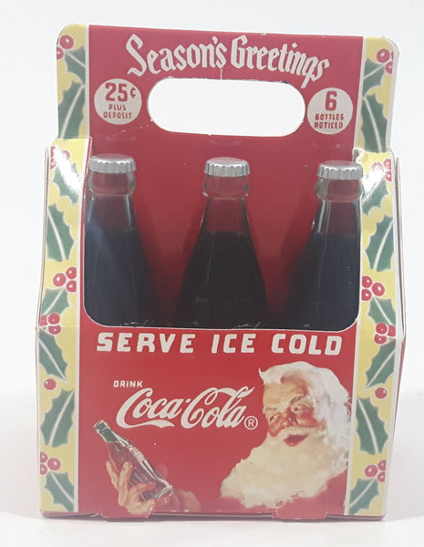 Hard To Find 2010 Coca Cola Serve Ice Cold Season's Greetings Santa Claus Themed 6 Bottle Pack Christmas Tree Hanging Ornament