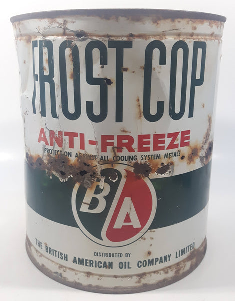 Vintage BA British American Frost Cop Anti-Freeze One Imperial Gallon Metal Can