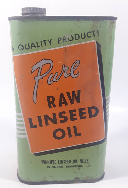 Vintage Winnipeg Linseed Oil Mills Pure Raw Linseed Oil "A Quality Product" 2 Lbs. 4 Oz. Metal Can Winnipeg, Manitoba