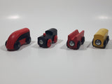 Set of 4 Magnetic Wood Train Car and Locomotive Toys 2 1/2" to 2 3/4"