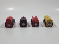 Set of 4 Magnetic Wood Train Car and Locomotive Toys 2 1/2" to 2 3/4"