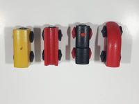 Set of 4 Magnetic Wood Train Car and Locomotive Toys 2 1/2" to 2 3/4"