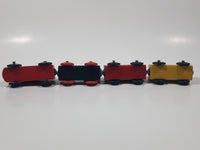 Set of 4 Magnetic Wood Train Car and Locomotive Toys 2 1/2" to 2 3/4"