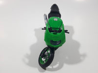 Maisto Kawasaki ZX SR Motor Cycle Green Die Cast Toy Car Vehicle Twisted Front Wheel Support 4 3/4" Long