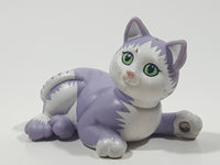 Rare Very Hard To Find 1991 Hasbro Inc Kitty Surprise Funtime Babies Light Purple and White Cat 3 1/2" Long Plastic Toy Figure with Magnetic Paw